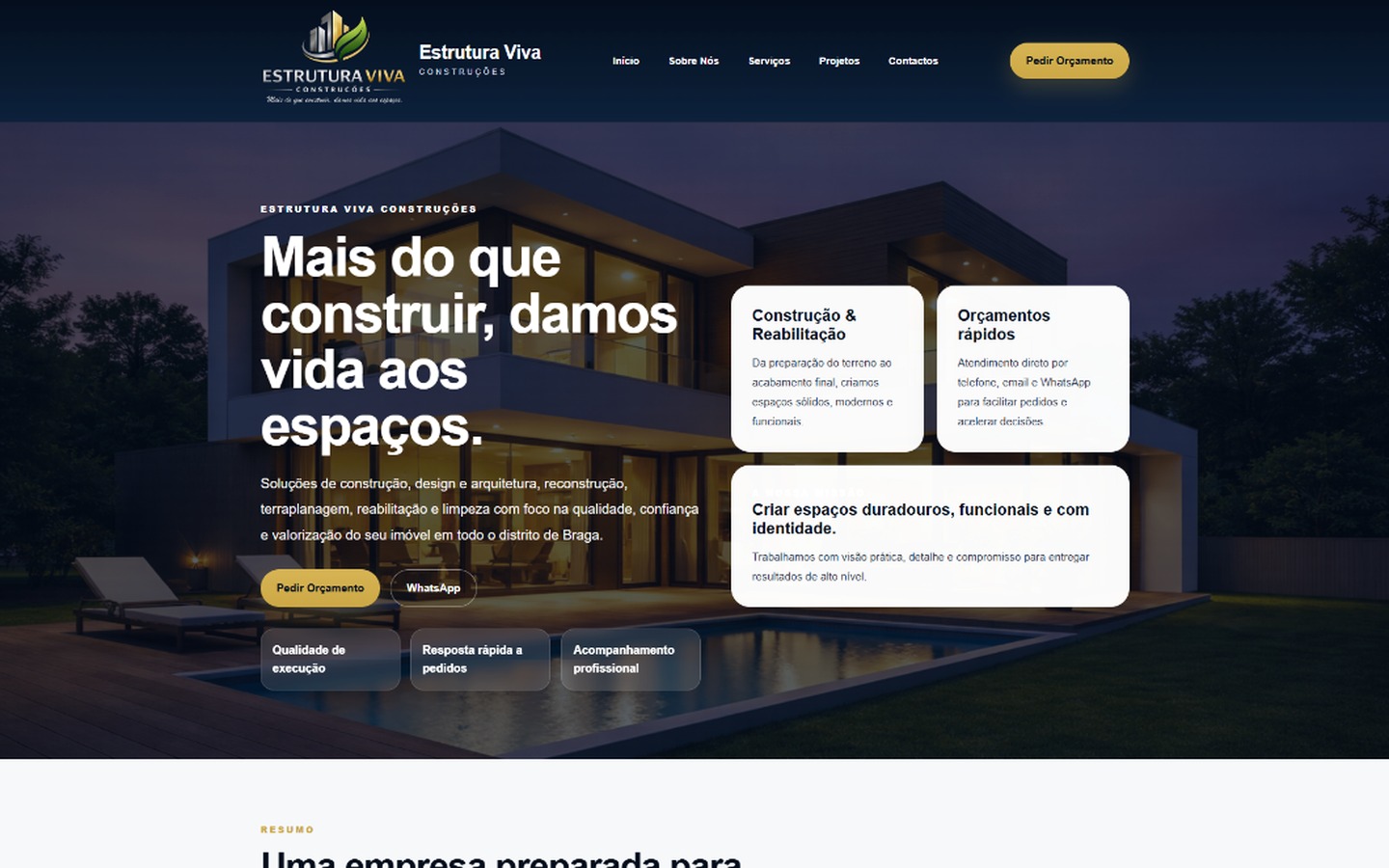 Estrutura Viva Construções — website corporativo